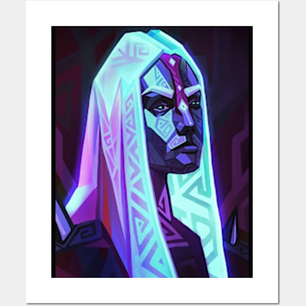 Murdhaka - Synthwave Neon Folkotronic Portrait Wall Art by Damjan_Gjorgievski